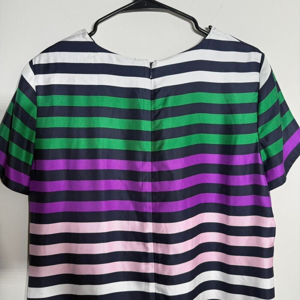 Zac Posen for Brooks Brothers Silk Striped Shift Dress. Red Fleece Cocktail Work - Picture 8 of 11